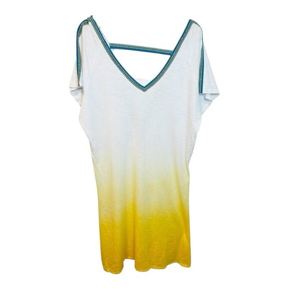 Pitusa Dip Dye Ombré Yellow Sundress One Size Midi Peru Pima Cotton Modal
